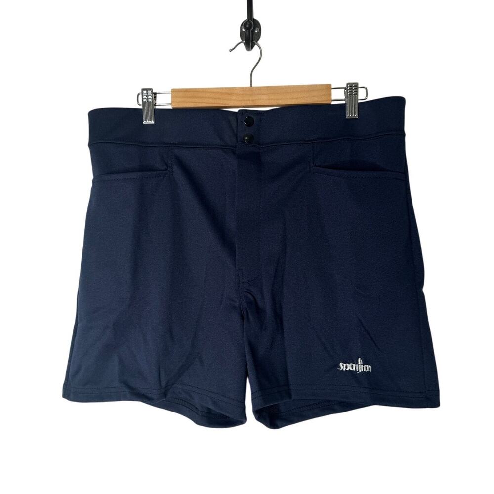 Delong Vintage Coach Mens athletic Navyy Blue Shorts Size 38 USA Made